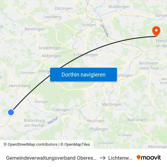 Gemeindeverwaltungsverband Oberes Gäu to Lichtenwald map