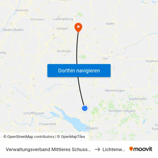 Verwaltungsverband Mittleres Schussental to Lichtenwald map