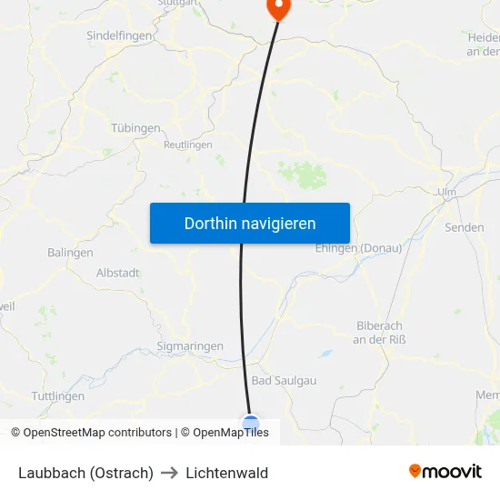Laubbach (Ostrach) to Lichtenwald map