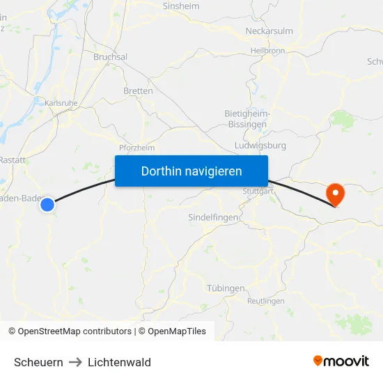Scheuern to Lichtenwald map