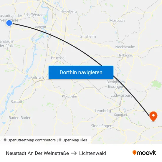 Neustadt An Der Weinstraße to Lichtenwald map