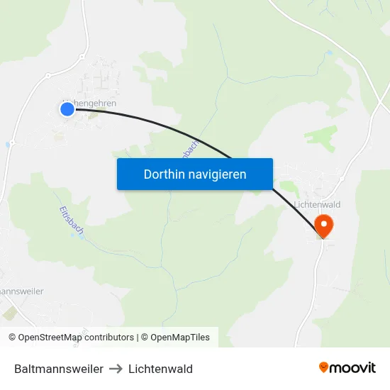 Baltmannsweiler to Lichtenwald map