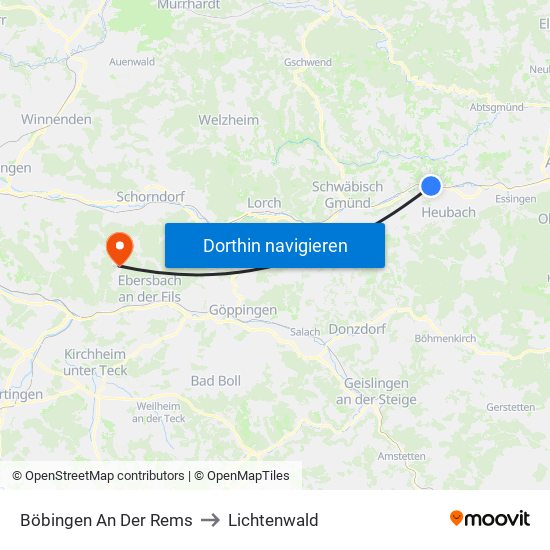 Böbingen An Der Rems to Lichtenwald map