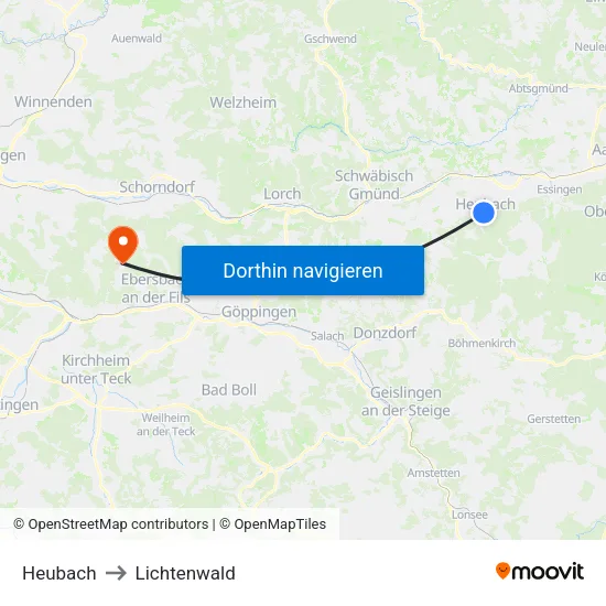 Heubach to Lichtenwald map