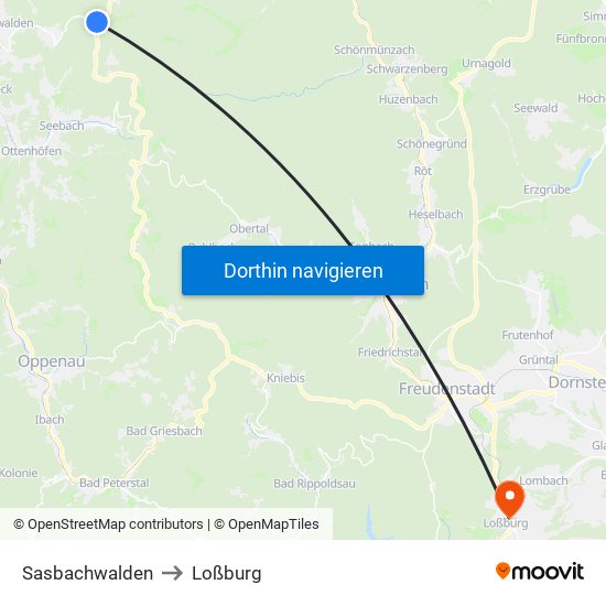 Sasbachwalden to Loßburg map