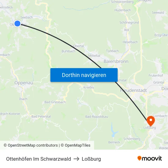 Ottenhöfen Im Schwarzwald to Loßburg map
