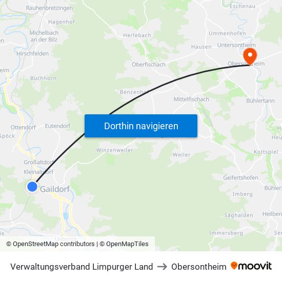 Verwaltungsverband Limpurger Land to Obersontheim map
