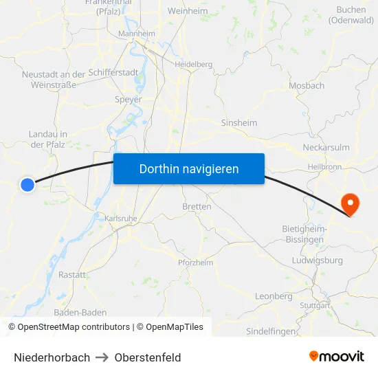 Niederhorbach to Oberstenfeld map