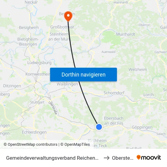 Gemeindeverwaltungsverband Reichenbach An Der Fils to Oberstenfeld map
