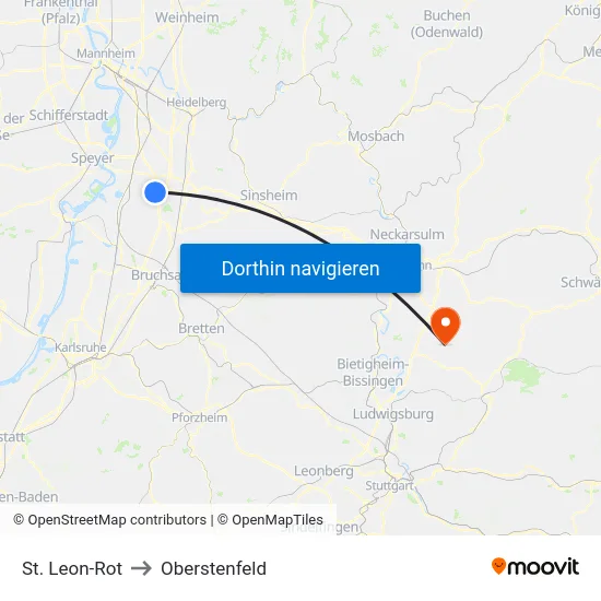 St. Leon-Rot to Oberstenfeld map
