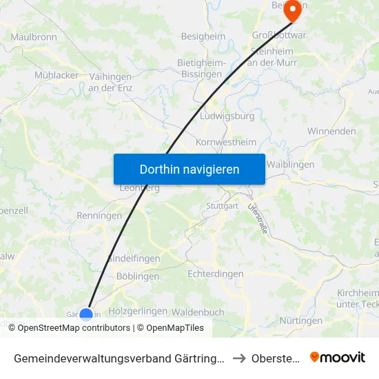 Gemeindeverwaltungsverband Gärtringen/Ehningen to Oberstenfeld map