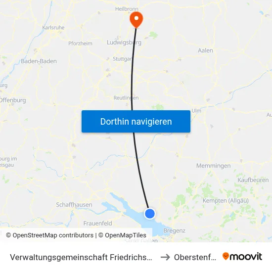 Verwaltungsgemeinschaft Friedrichshafen to Oberstenfeld map