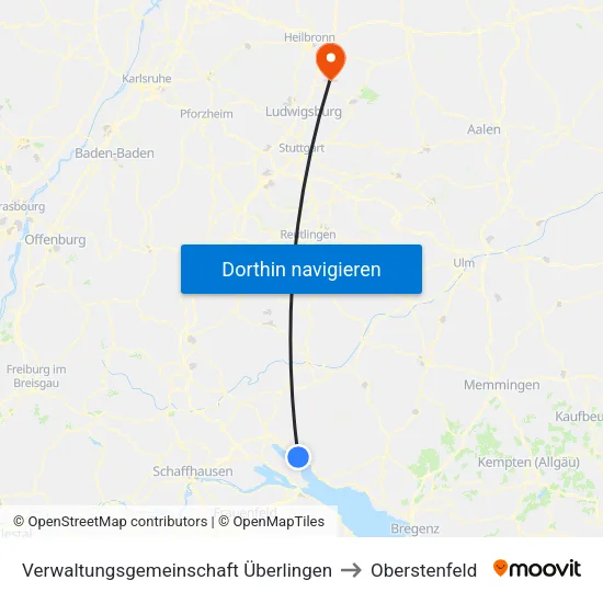 Verwaltungsgemeinschaft Überlingen to Oberstenfeld map