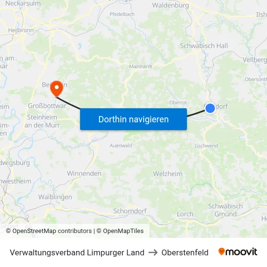 Verwaltungsverband Limpurger Land to Oberstenfeld map