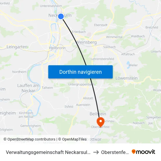 Verwaltungsgemeinschaft Neckarsulm to Oberstenfeld map