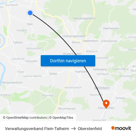 Verwaltungsverband Flein-Talheim to Oberstenfeld map