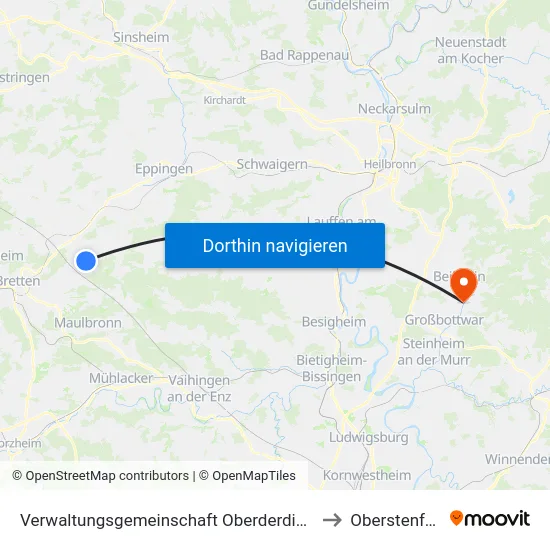 Verwaltungsgemeinschaft Oberderdingen to Oberstenfeld map