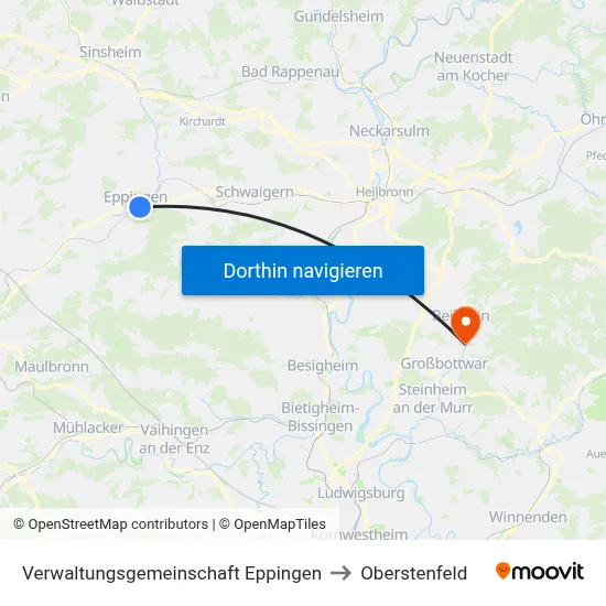 Verwaltungsgemeinschaft Eppingen to Oberstenfeld map