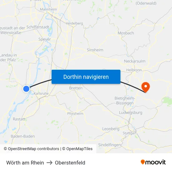 Wörth am Rhein to Oberstenfeld map