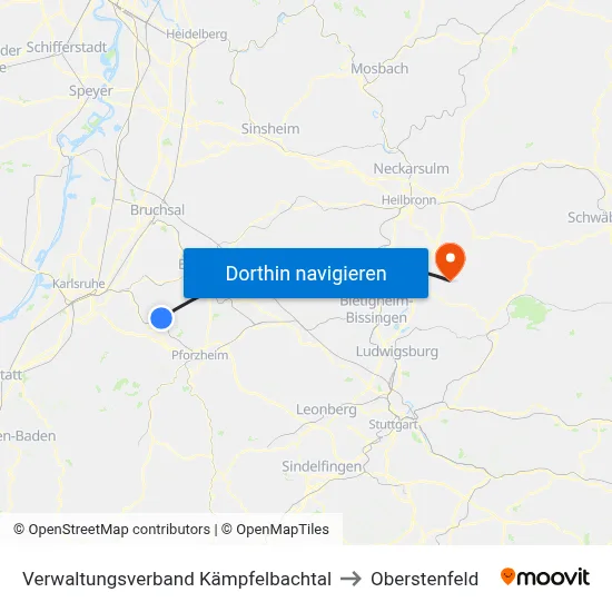 Verwaltungsverband Kämpfelbachtal to Oberstenfeld map
