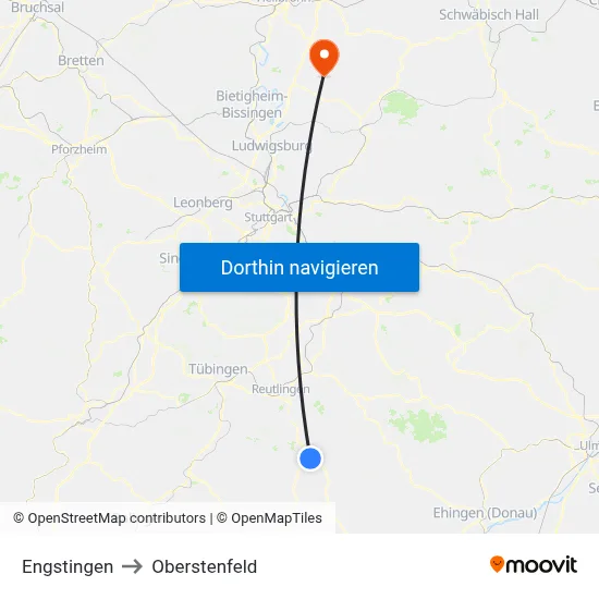 Engstingen to Oberstenfeld map
