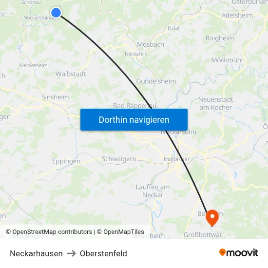 Neckarhausen to Oberstenfeld map