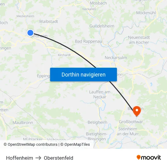 Hoffenheim to Oberstenfeld map