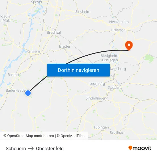 Scheuern to Oberstenfeld map