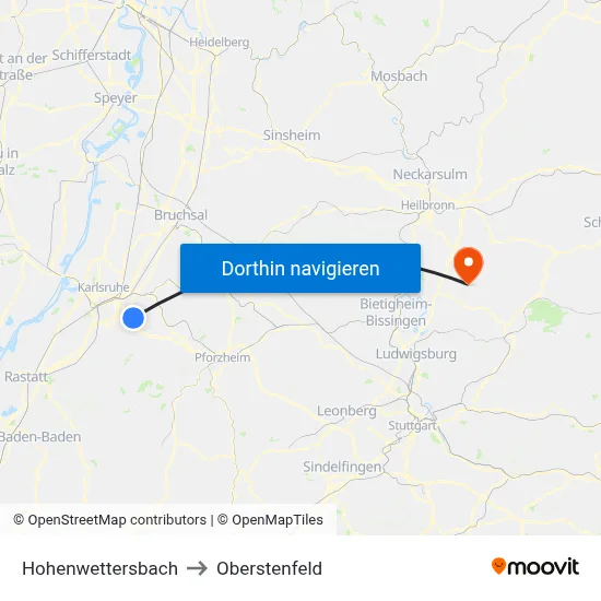 Hohenwettersbach to Oberstenfeld map