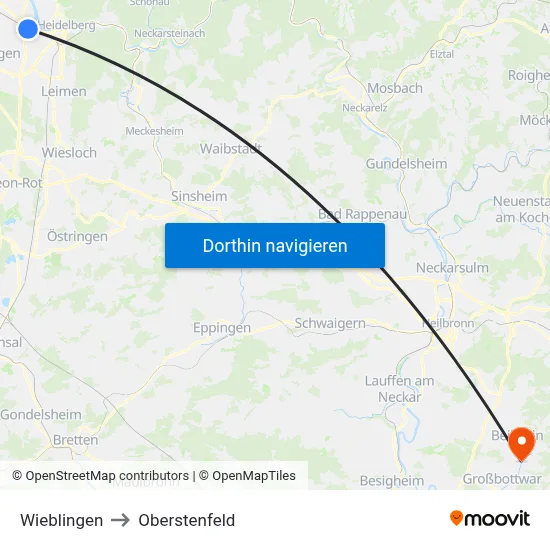 Wieblingen to Oberstenfeld map