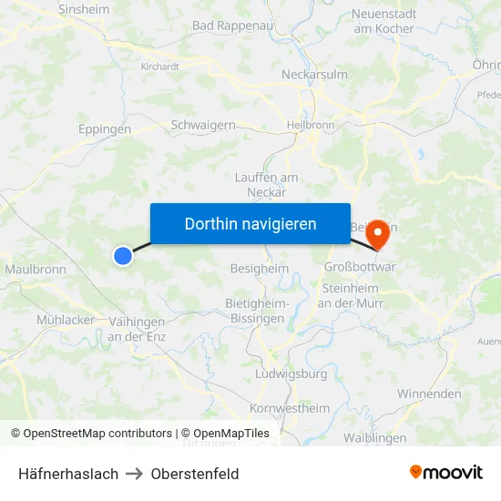 Häfnerhaslach to Oberstenfeld map