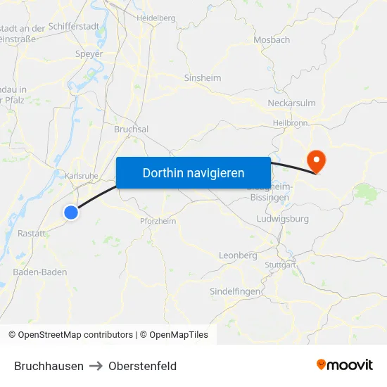 Bruchhausen to Oberstenfeld map