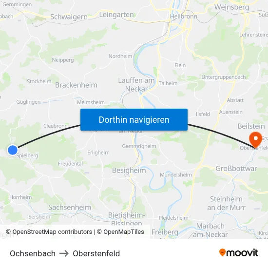 Ochsenbach to Oberstenfeld map