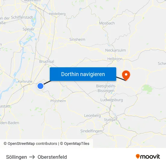 Söllingen to Oberstenfeld map