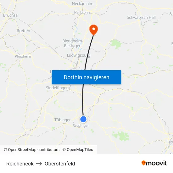 Reicheneck to Oberstenfeld map