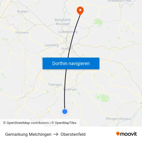 Gemarkung Melchingen to Oberstenfeld map