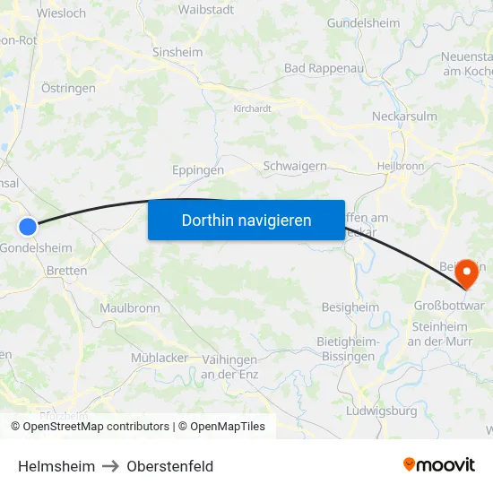 Helmsheim to Oberstenfeld map
