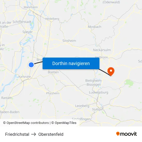 Friedrichstal to Oberstenfeld map