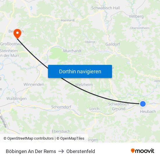 Böbingen An Der Rems to Oberstenfeld map