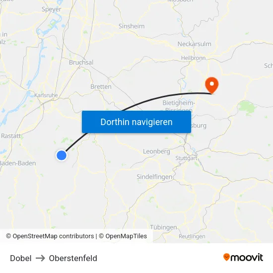 Dobel to Oberstenfeld map