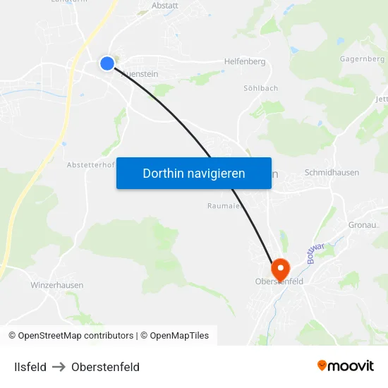 Ilsfeld to Oberstenfeld map