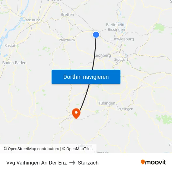 Vvg Vaihingen An Der Enz to Starzach map