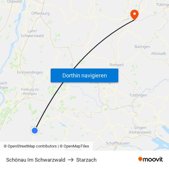 Schönau Im Schwarzwald to Starzach map