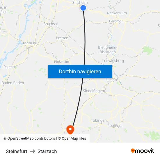 Steinsfurt to Starzach map