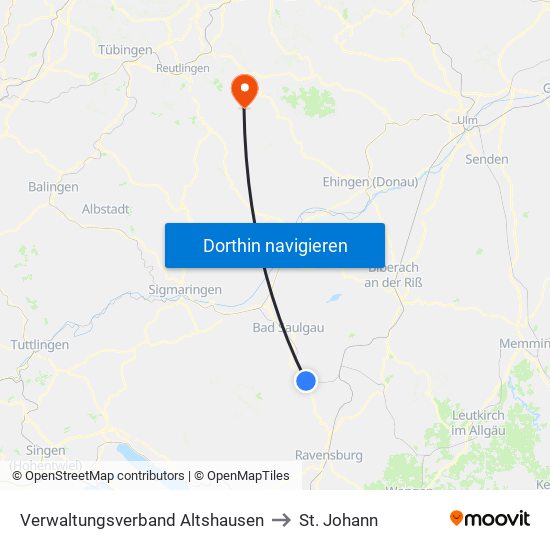 Verwaltungsverband Altshausen to St. Johann map