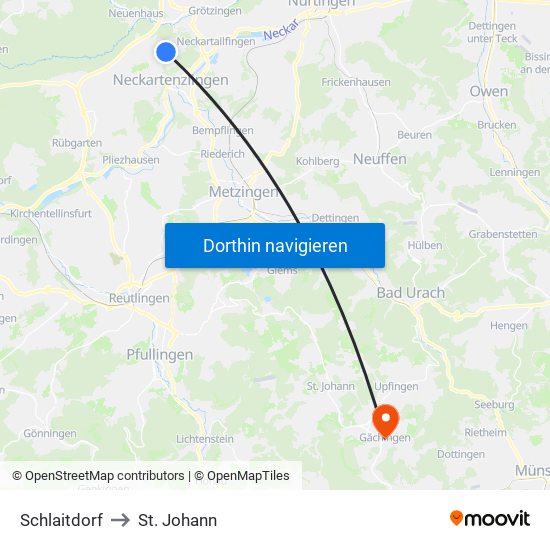 Schlaitdorf to St. Johann map