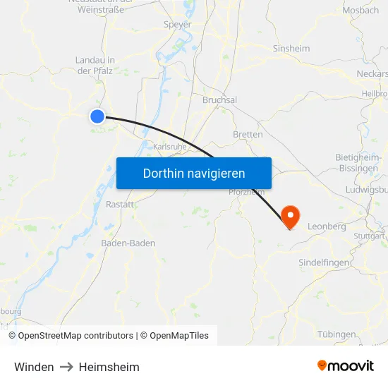 Winden to Heimsheim map