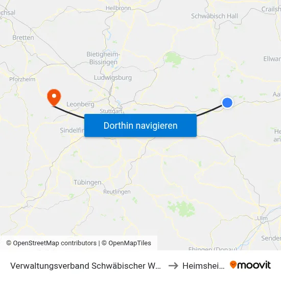 Verwaltungsverband Schwäbischer Wald to Heimsheim map