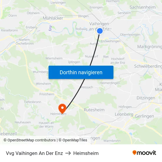 Vvg Vaihingen An Der Enz to Heimsheim map