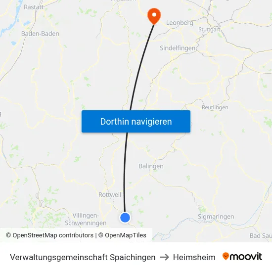 Verwaltungsgemeinschaft Spaichingen to Heimsheim map